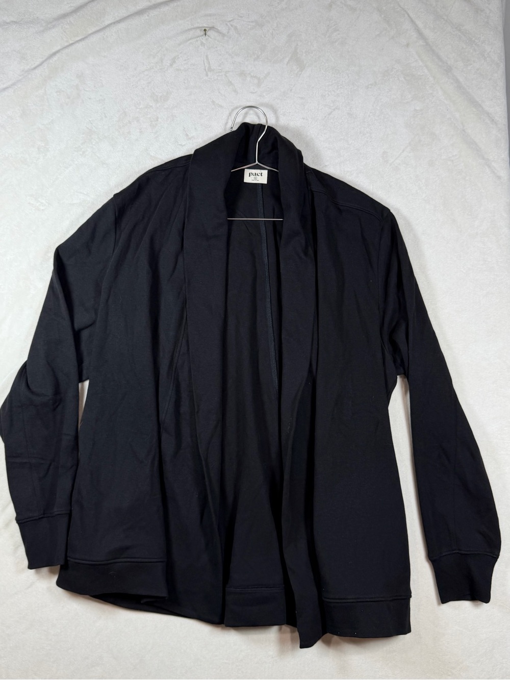 Pact XL Organic Cotton Black Open-Front Women's Cardigan Sweater Flowy Chic